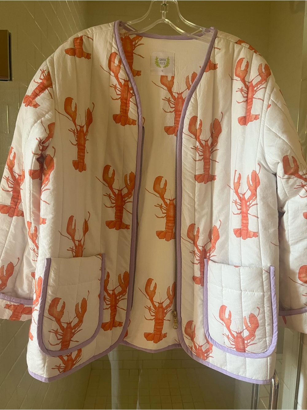 Lobster-Print Quilted Jacket